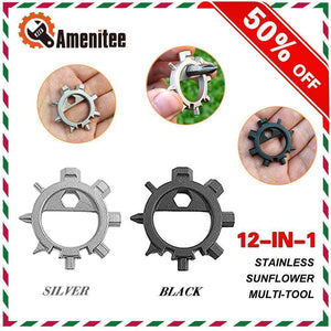 Amenitee 12-in-1 Gear Stainless Steel Sunflower Multi-tool