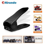 Hirundo Adjustable Shoe Rack Space Saver (White/Black)