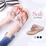 Women Beach Soft Suede Flower Flip Flops Flat Slippers